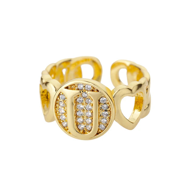 Pre Order:  Alphabet Gold Plated Resizable Ring