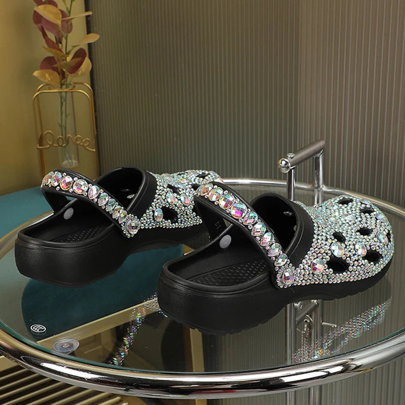 Pre Order:  Solid Rhinestones Mule Sandals