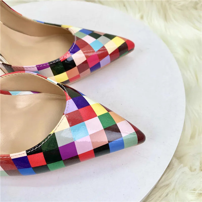 Pre Order:  Multicolor Checker Print Stilettos