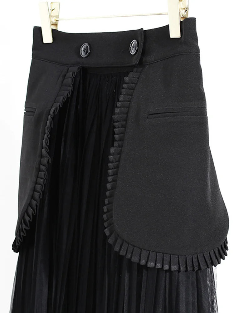 Black Blazer+Fringe Skirt Set