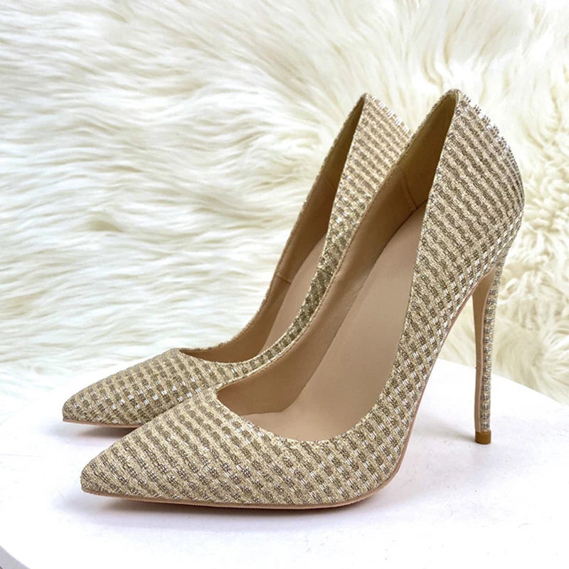 Pre Order:  Glittery Gold Stiletto Pumps