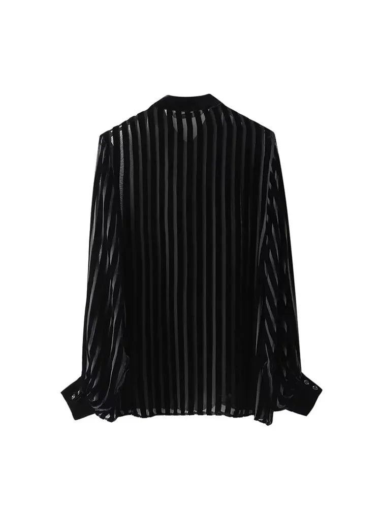 Semi Sheer Stripes Shirt