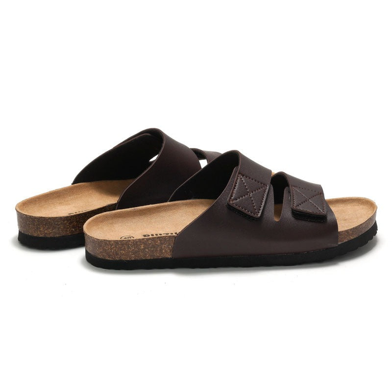 Pre Order:  Velcro Strap Leather Beach Sandals