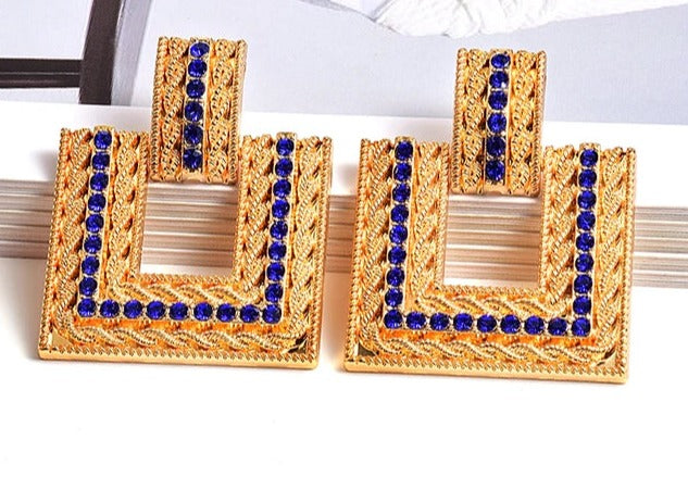 Pre Order:  Rhinestone Embellished Square Stud Earrings