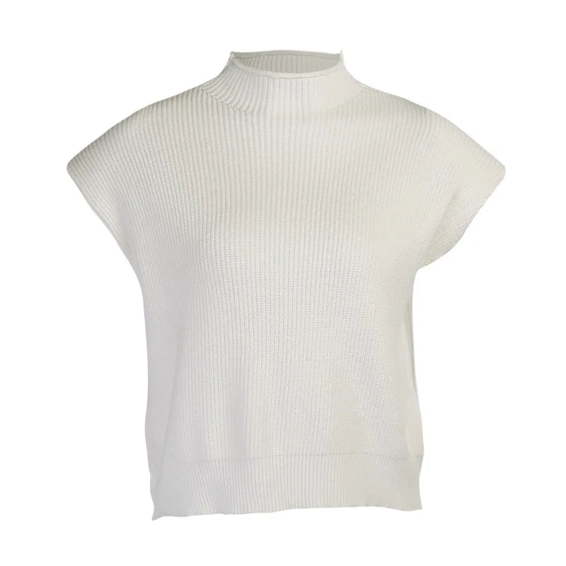 Pre Order:  Turtleneck Sleeveless Knitted Sweater