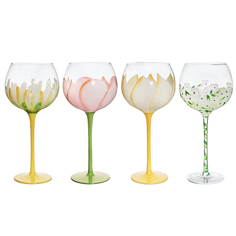 Pre Order:  Flower Hand Painted Wine Glass