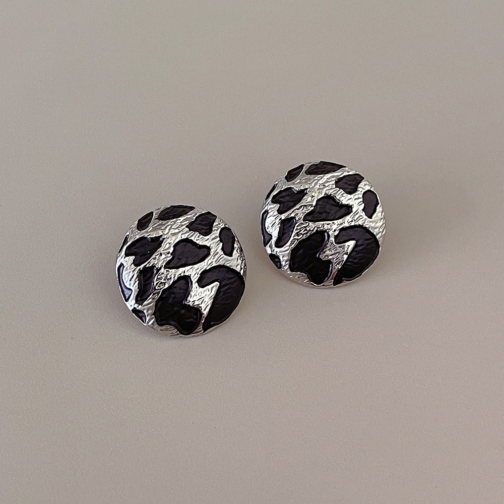 Pre Order:  Irregular Leopard Print Round Earrings