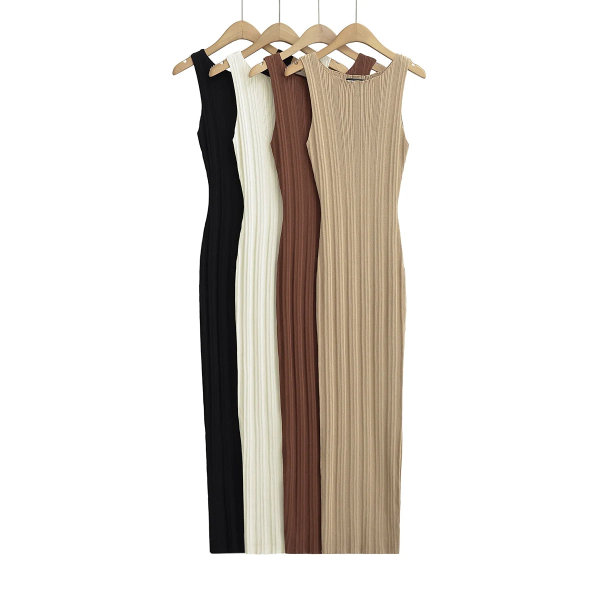 Pre Order:  Elegant Solid Sleeveless Knitted Slim Maxi Dress