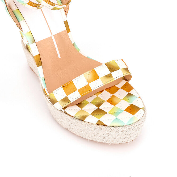 Pre Order:  Checkered Wedge Heel 14CM Sandals