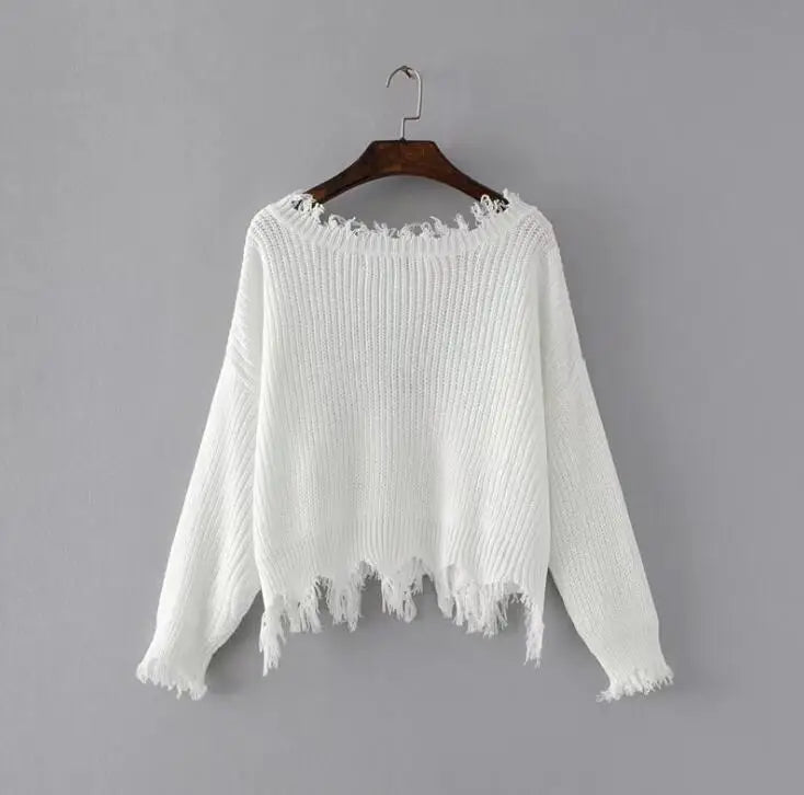 Pre Order:  Knitted Tassel Fringed V-Neck Sweater