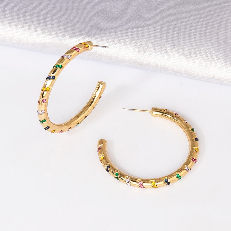 Pre Order:  C-Hoop Color Stripes Earrings