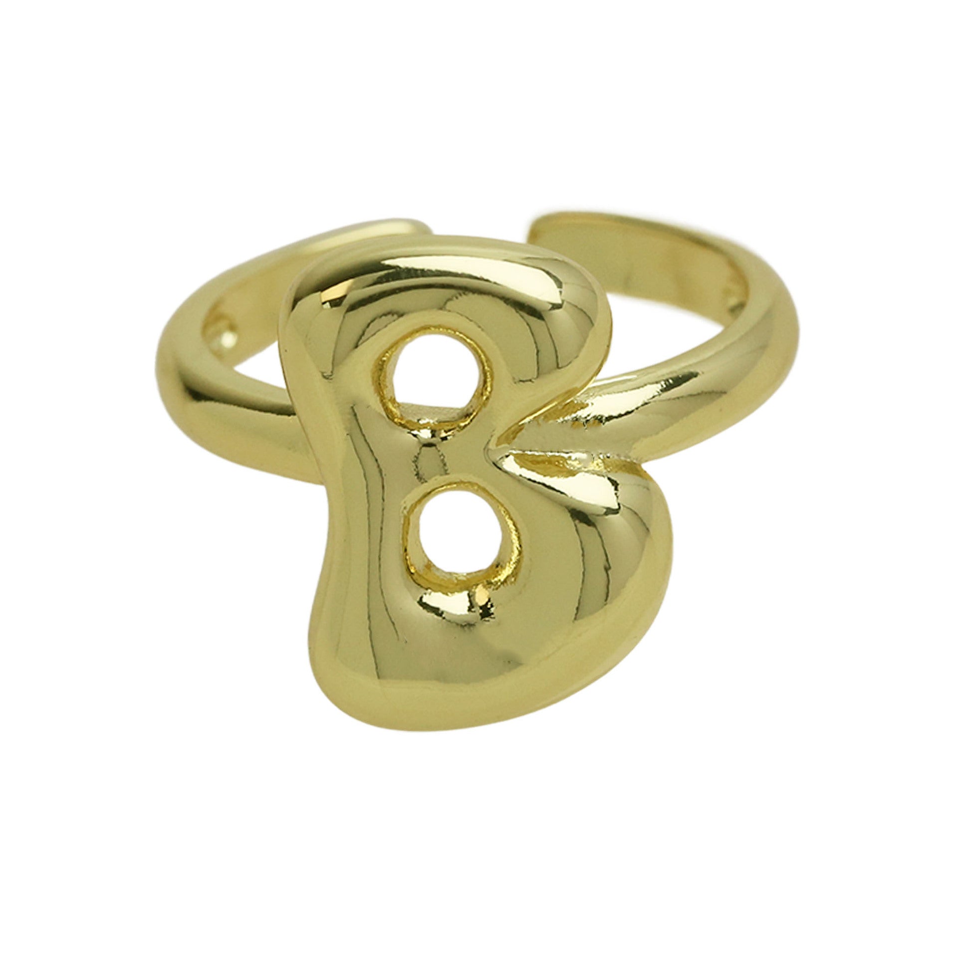 Pre Order: Golden Smooth Bubble Balloon Chubby Alphabet Ring