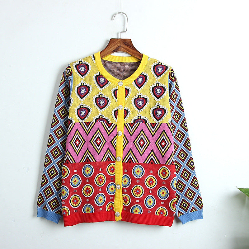 Geometric Vintage Open Stitch Cardigan