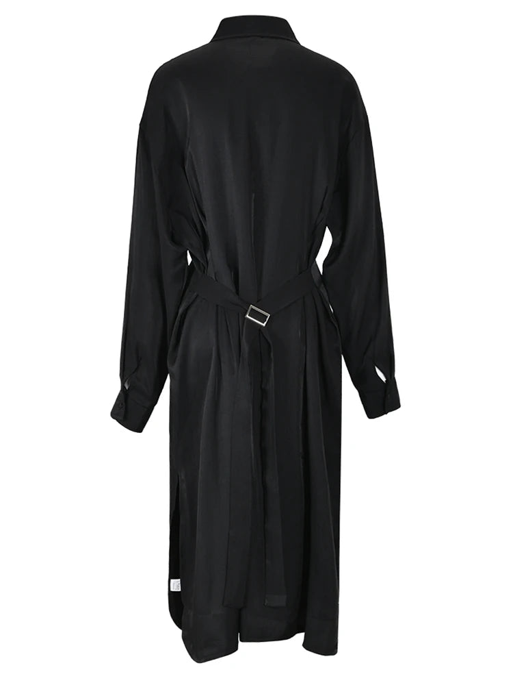 Pre Order:  Loose Fit Pleated Long-Sleeve Dress