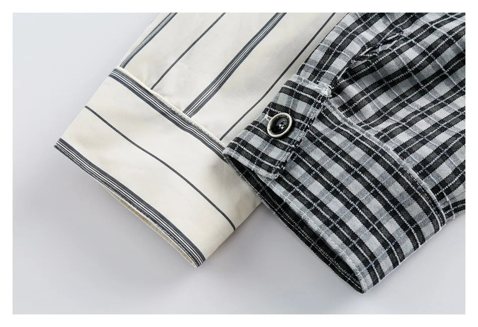 Mix Stripes Plaids Cotton Shirt