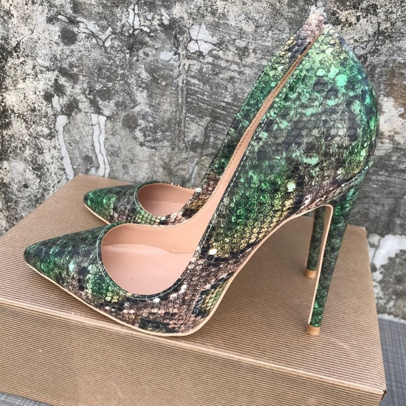 Pre Order:  Green Snake Pattern Stiletto Pumps