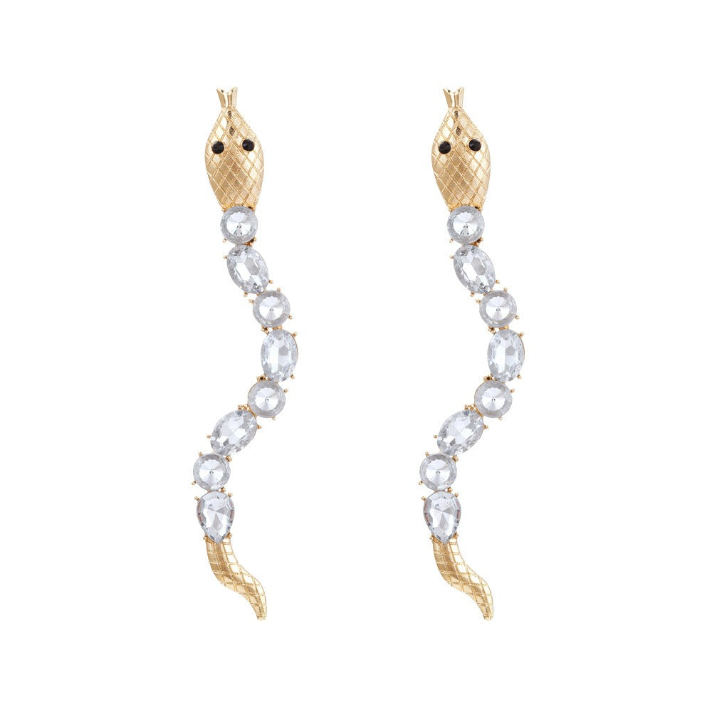 Pre Order:  Alloy Diamond Inlaid Snake Shaped Earrings