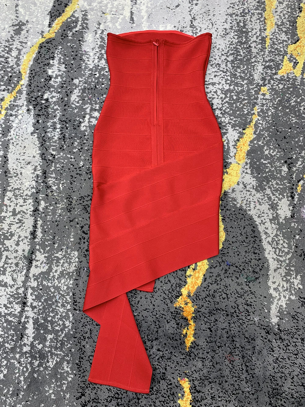 Red Strapless Bodycon Backless Dress