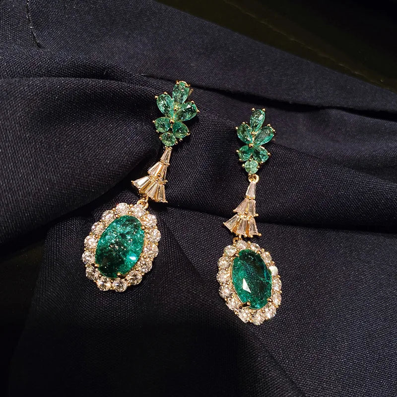 Pre Order:  Green Broken Cubic Zirconia Earrings