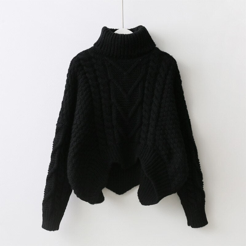 Pre Order:  Casual Solid Turtle Neck Knitted Sweater