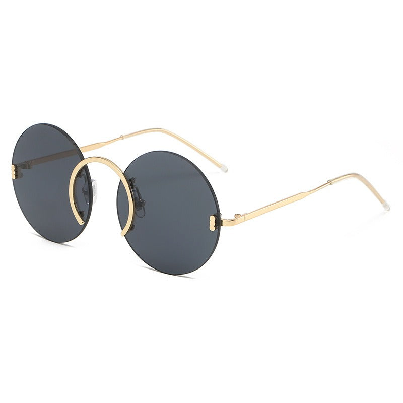 Round Frame Rimless UV400 Sunglasses