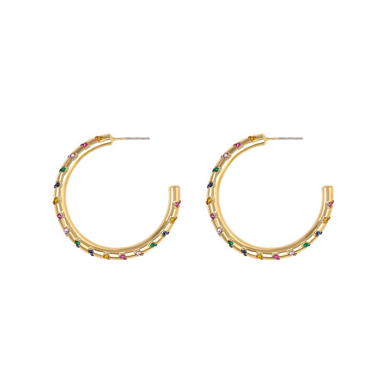 Pre Order:  C-Hoop Color Stripes Earrings