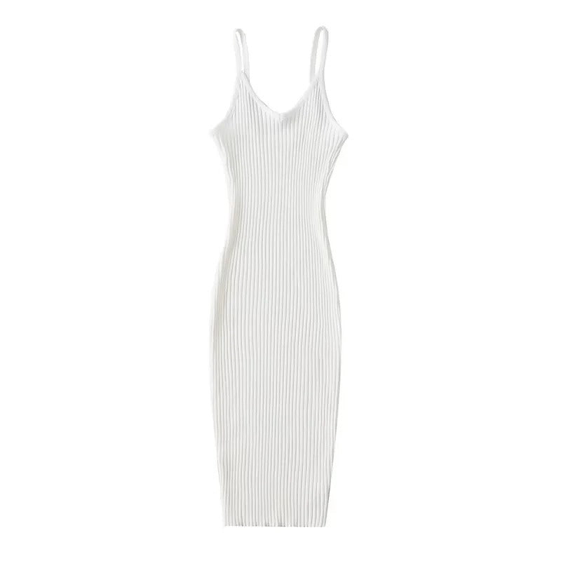 Pre Order:  Sleeveless Ribbed Knitted Midi Dress