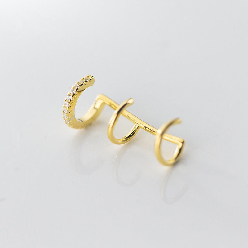 Pre Order:  Irregular Three-Layer Diamond Inlay Ear Cuff