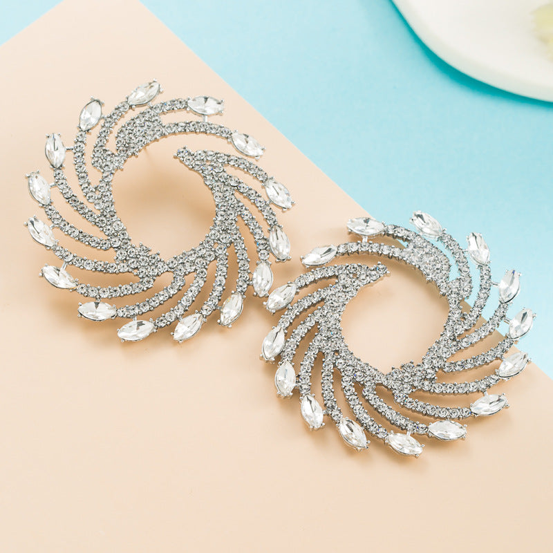 Pre Order:  Exaggerated Alloy Diamond Colored Whirlwind Earrings