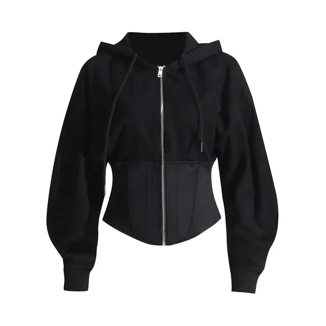 Pre Order:  Long Sleeved Waistband Hooded Jacket