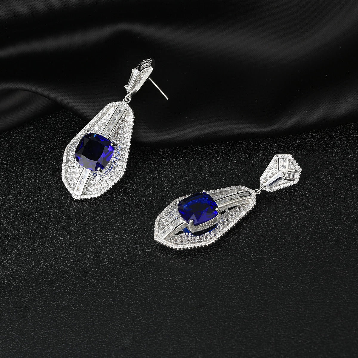 Pre Order: Square Diamond Fan-Shaped Inlaid Zircon Earrings