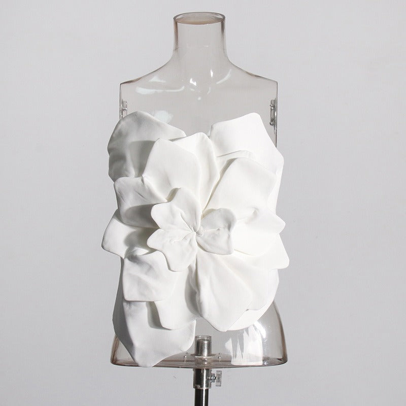 Pre Order:  Solid 3D Flower Slim Fit Tube Top