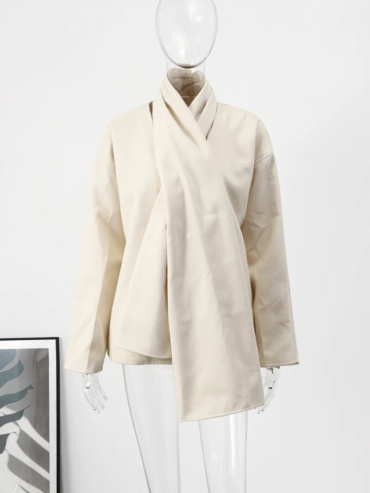 Pre Order:  Classic Scarf-Collarless Loose Jacket