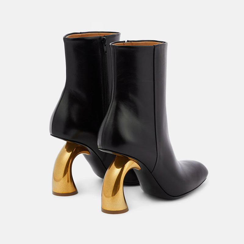 Sculptured Heel Ankle Boots