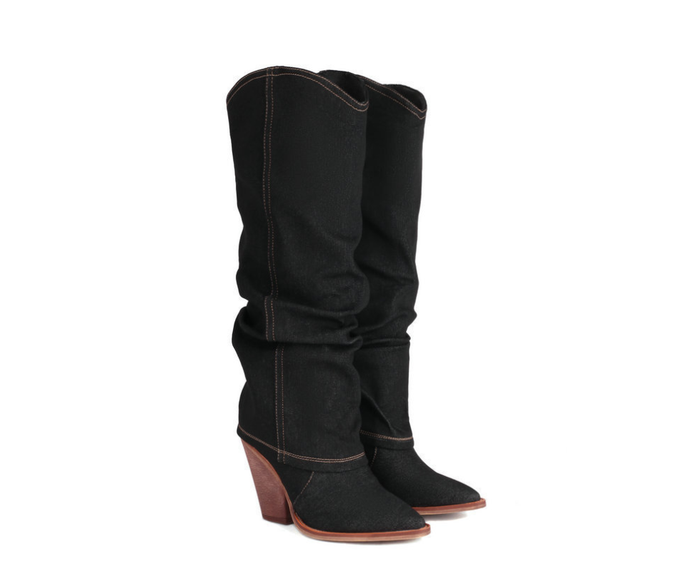 Pre Order: Retro Cowboy Pointed Toe Chunky Heel High Boots