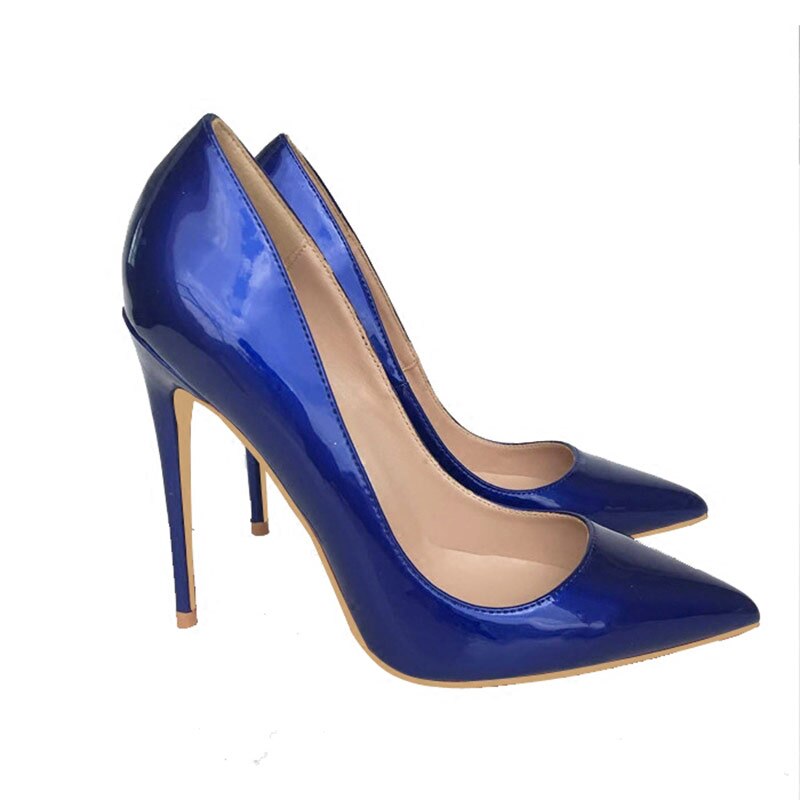 Pre Order:  Blue Patent Pointed-Toe Slip-On Shoes