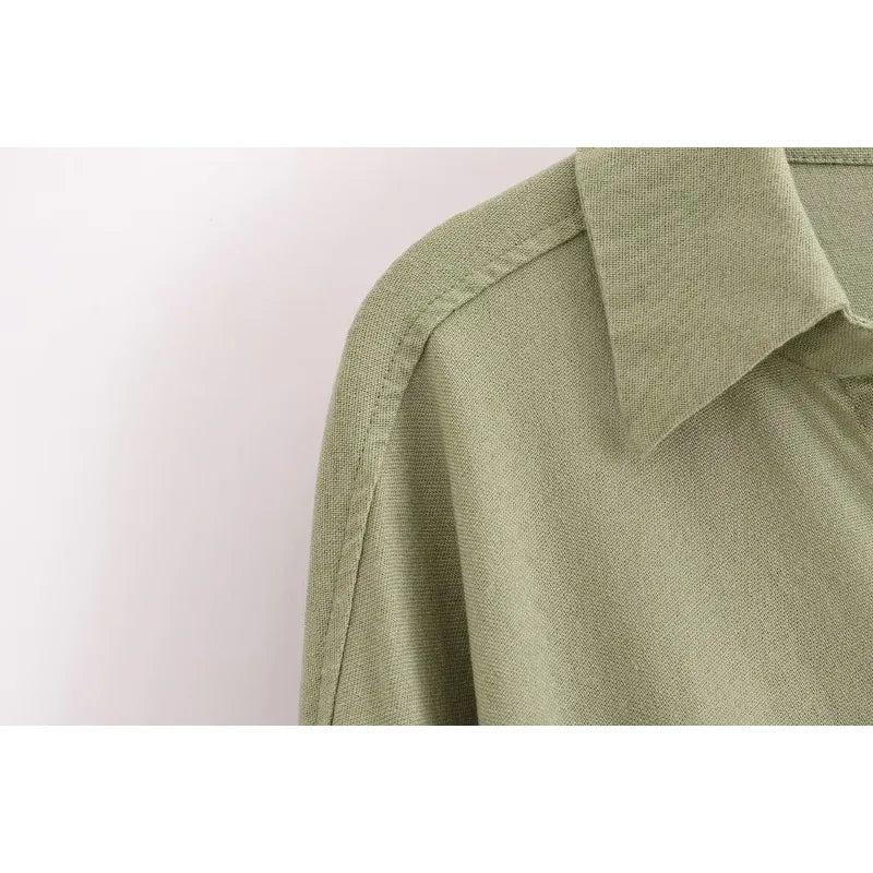 Pre Order:  Minimalist Army Green Twisted Button Down Shirt