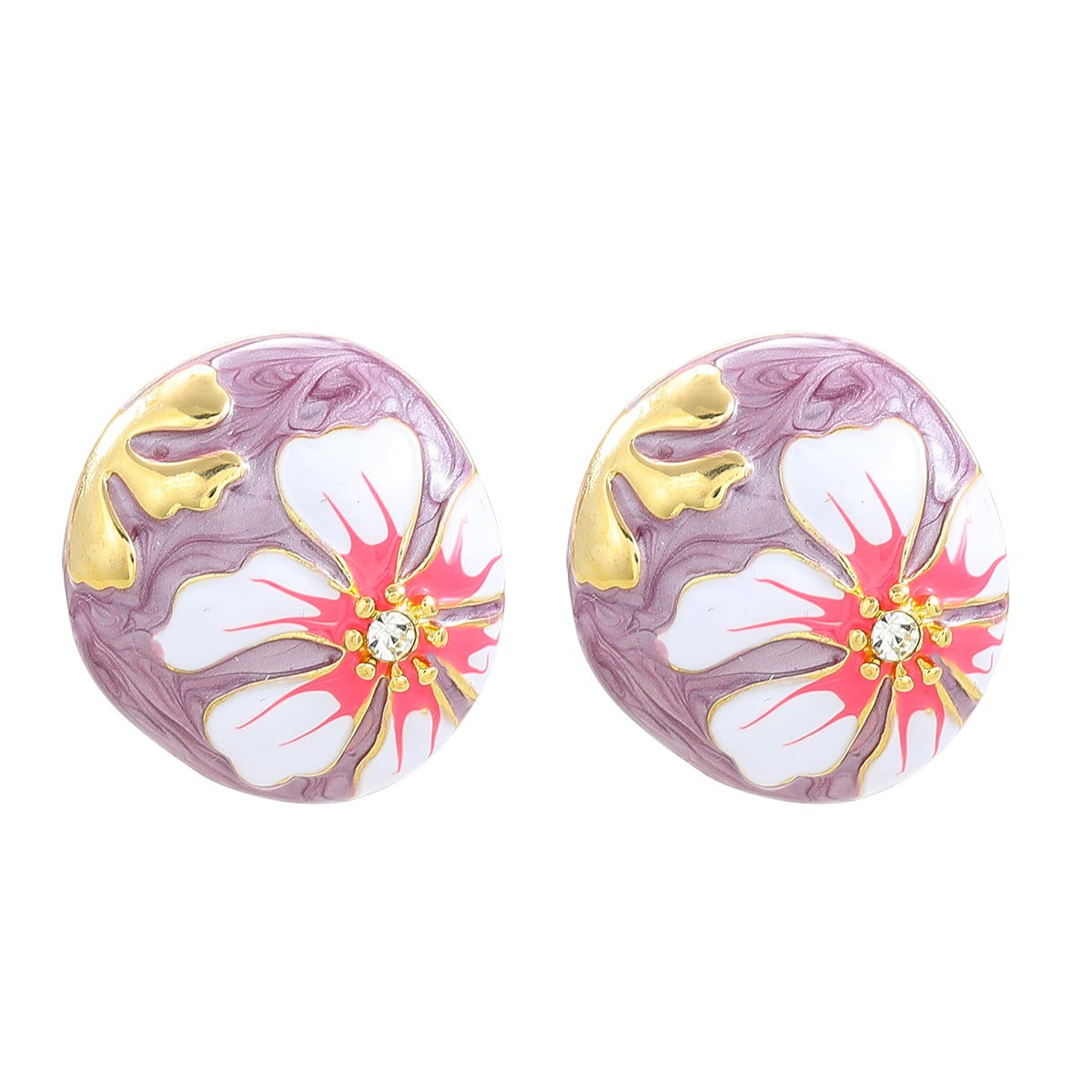 Pre Order:  Bohemian Flower Dripping Oil Enamel Earrings