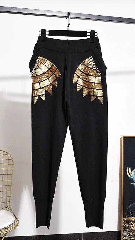 Pre Order:  Diamond Drill Long Sleeved Embroidered Sweater + Pants Set