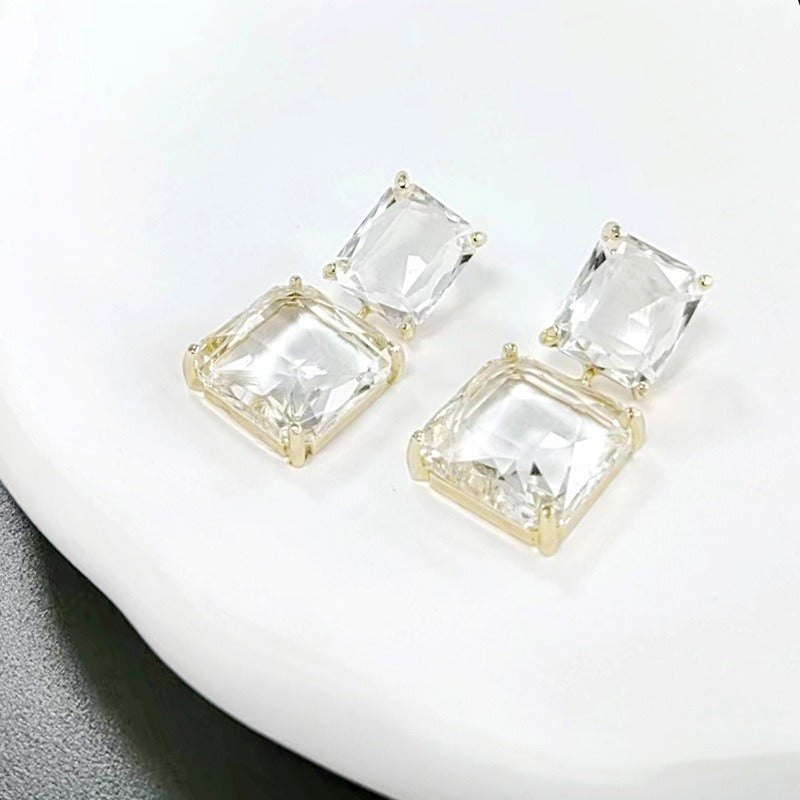 Pre Order:  Geometric Square Crystal Earrings