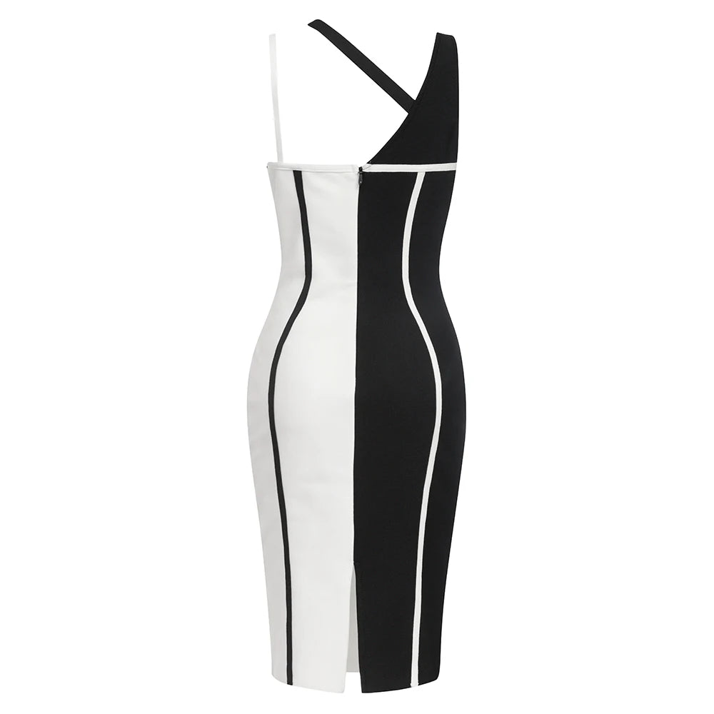 Pre Order:  Striped Patchwork Bodycon Bandage Dress