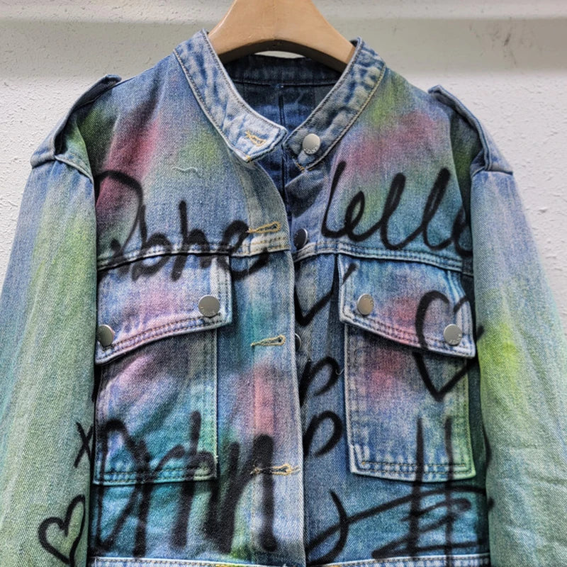 Pre Order:  Graffiti on Denim Short Jacket