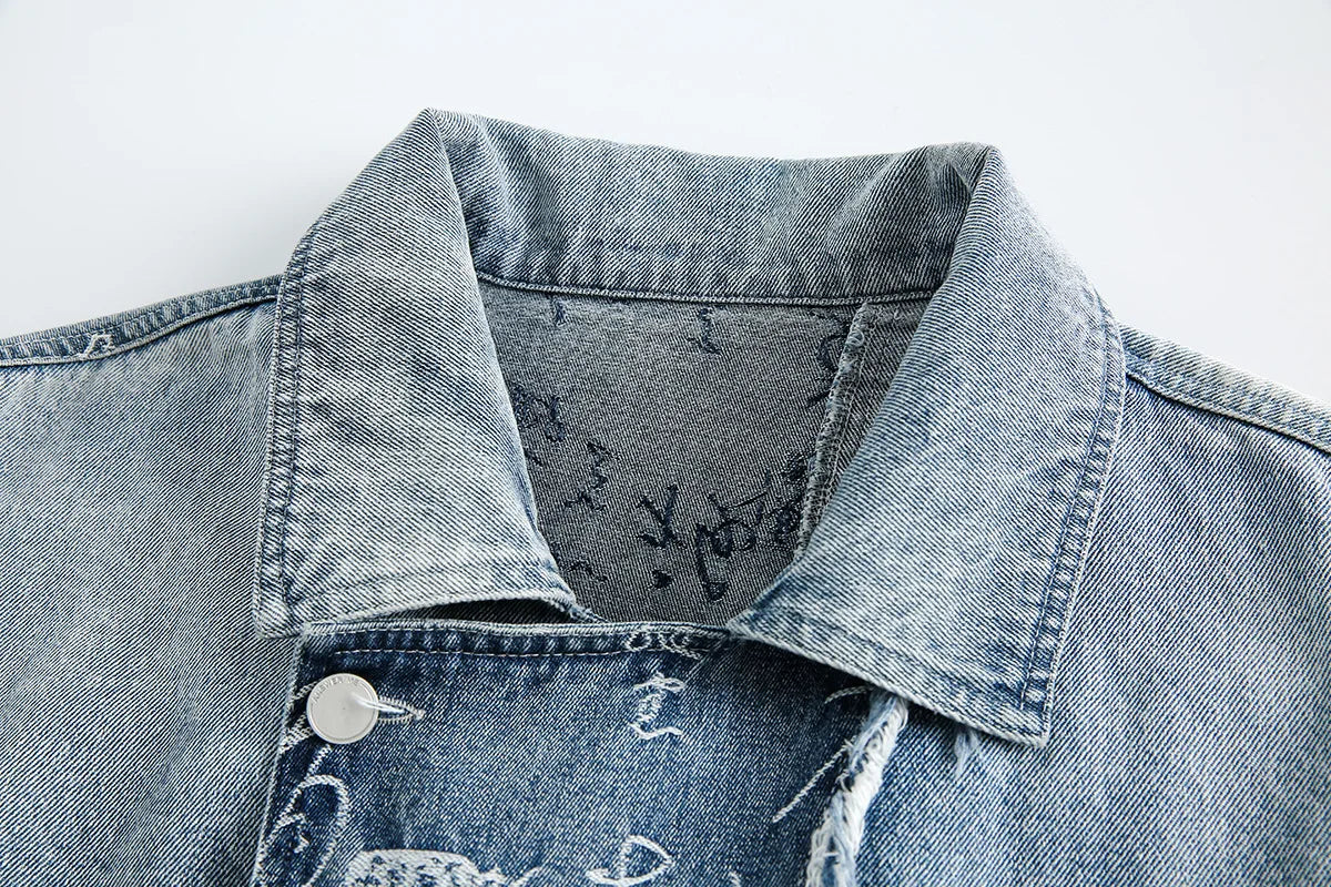 Pre Order:  Denim Letter Pattern Jacket