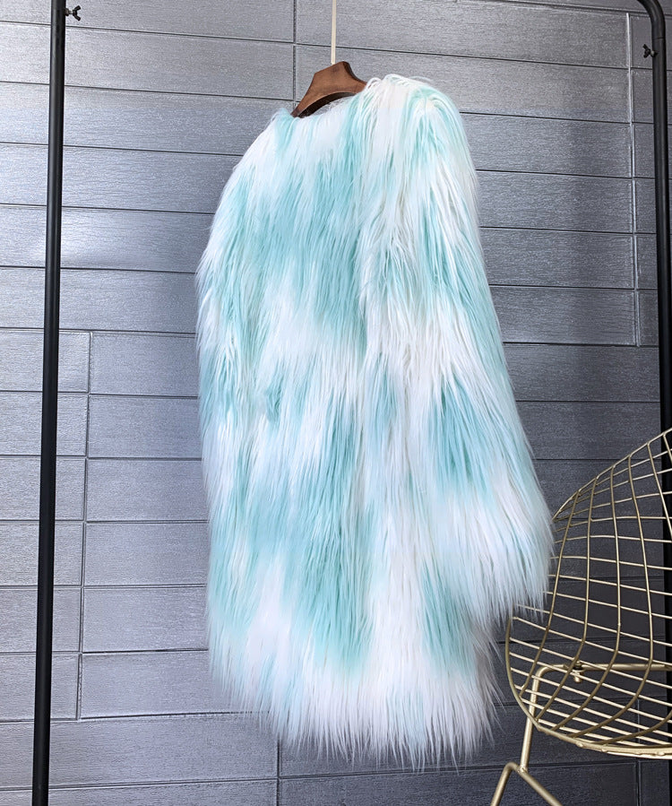 Pre Order:  Faux Fur Long Sleeve V-Neck Coat