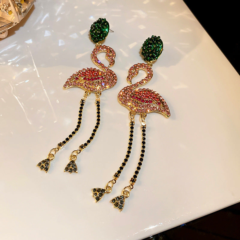 Pre Order:  Flamingo Rhinestones Embellished Dangle Earrings