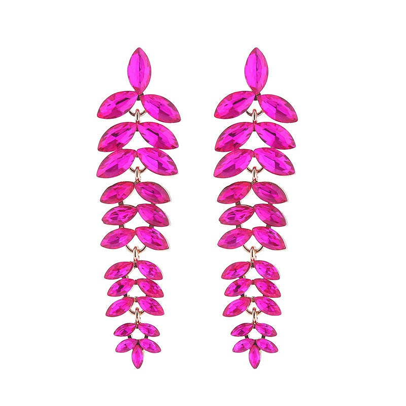 Pre Order:  Multi-Layered Diamond Leaf Flower Earrings