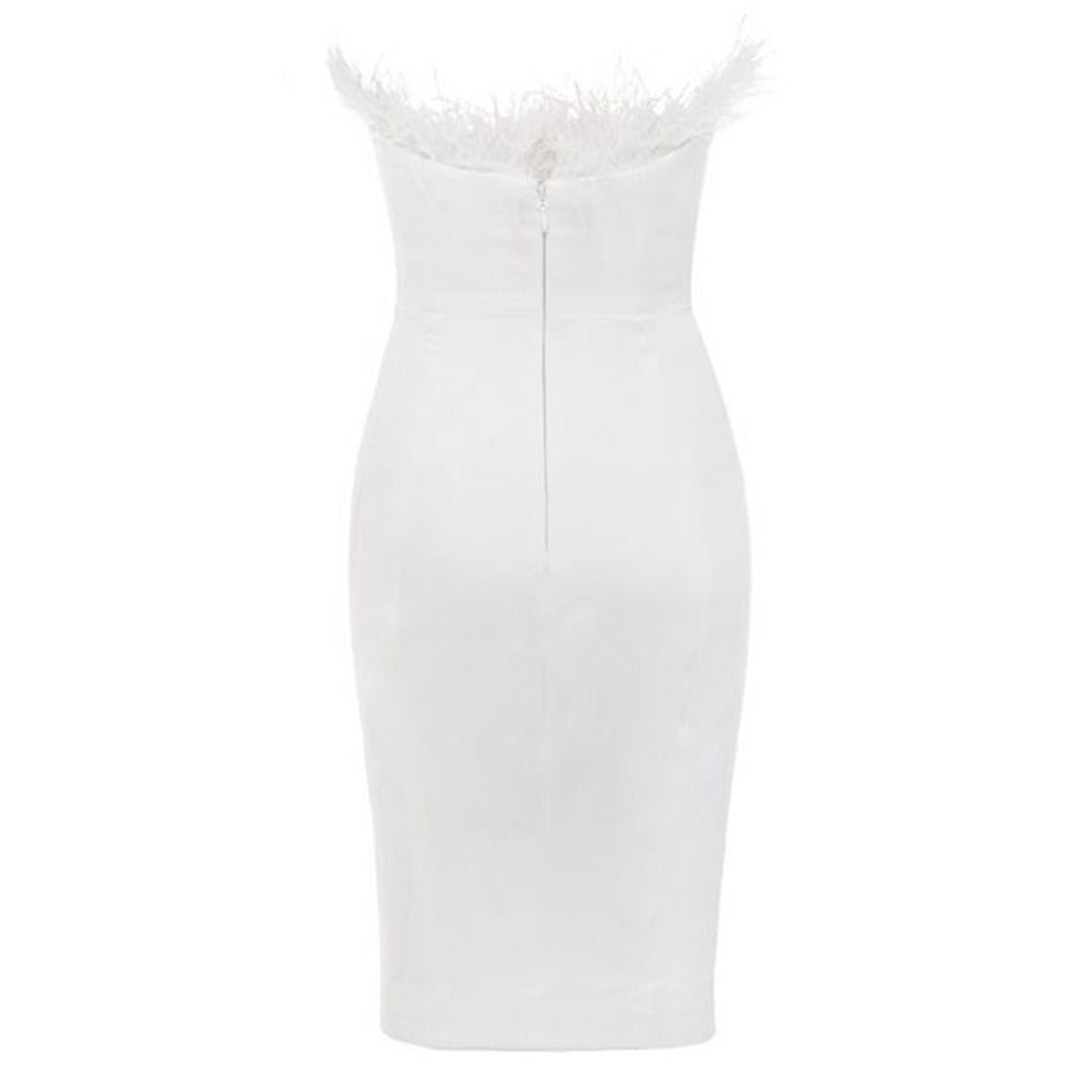 Pre Order:  Tube Top Feather Bandage Banquet Dress