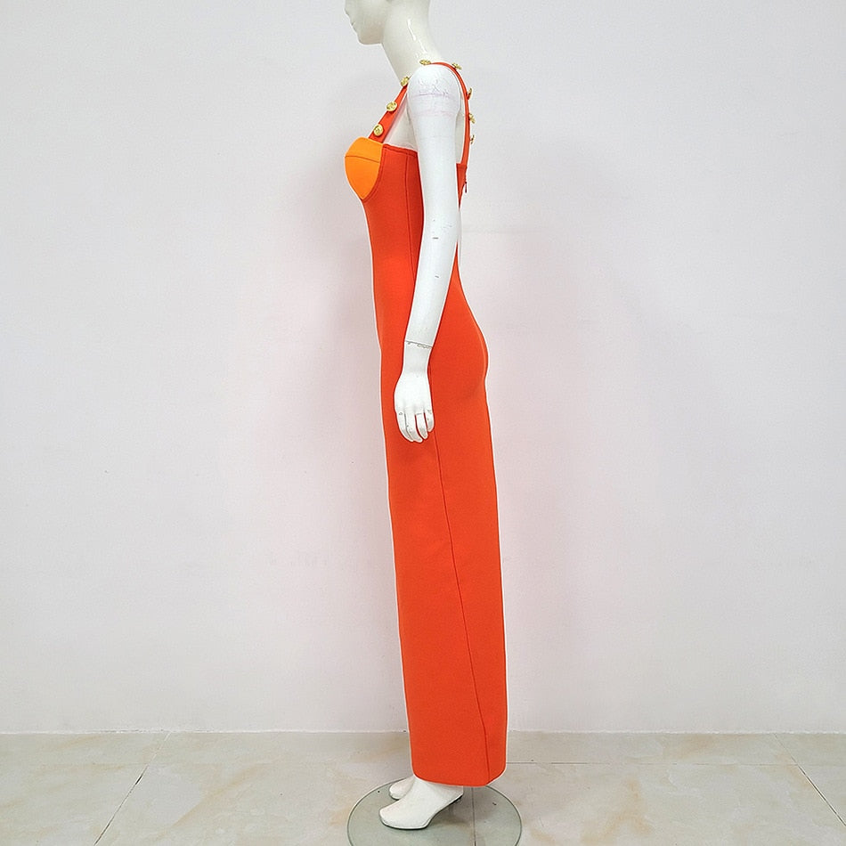 Orange Maxi Bandage Dress