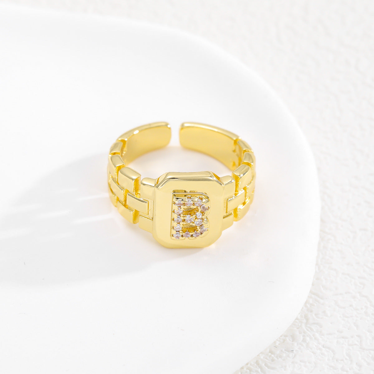 Pre Order:  Letter Series Strap Design Open Ring