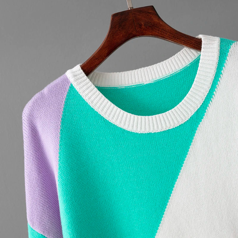 Pre Order:  Multicolor Diagonal Stripes Knit Sweater